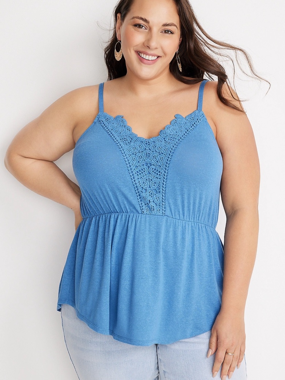 Maurices Blue Lace-Trim Peplum Camisole
